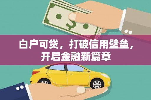 津南白户可贷，打破信用壁垒，开启金融新篇章