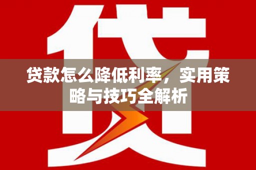 津南贷款怎么降低利率，实用策略与技巧全解析