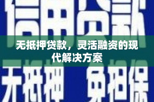 津南无抵押贷款，灵活融资的现代解决方案